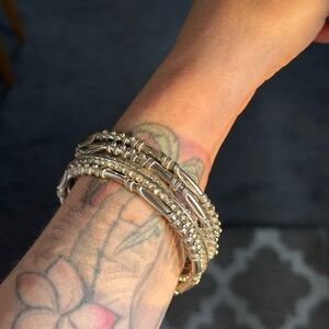 Elegant Silver Bangle Bracelet Set